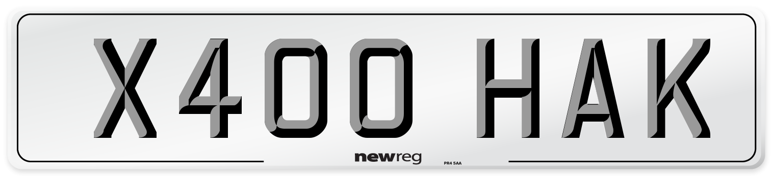 X400 HAK Number Plate from New Reg